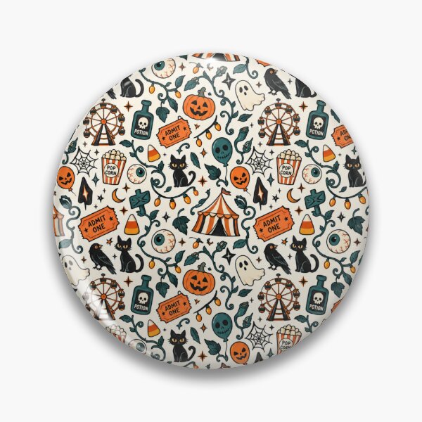 Item preview, Carnival of Screams Halloween Doodle Seamless Pattern designed and sold by Fanverse Merchandise.