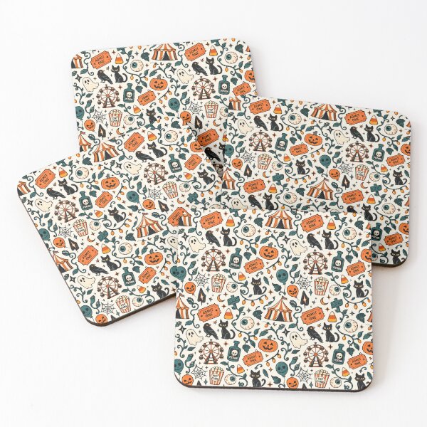 Item preview, Carnival of Screams Halloween Doodle Seamless Pattern designed and sold by Fanverse Merchandise.