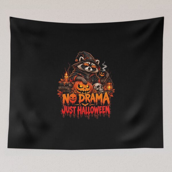 Item preview, Too Spooky for Drama. Gothic Raccoon Halloween Pumpkin Skull Artwork designed and sold by Creative-Sanc.