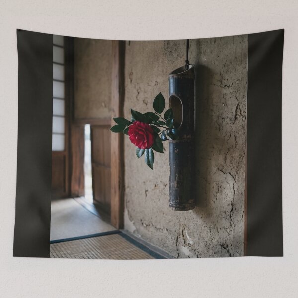 Item preview, Minimalist Camellia Bamboo Ikebana Photography designed and sold by conohitoAI-ArtGallery.