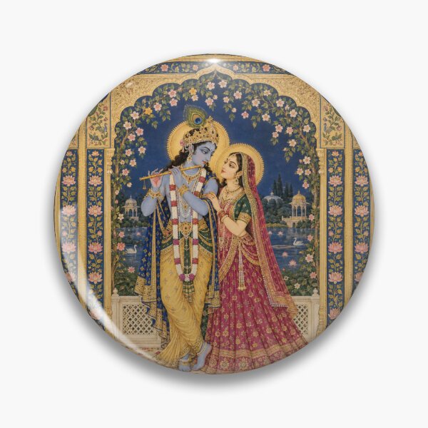Item preview, Radha Krishna Eternal Love Rajasthani Miniature Devotional Art designed and sold by Fanverse Merchandise.