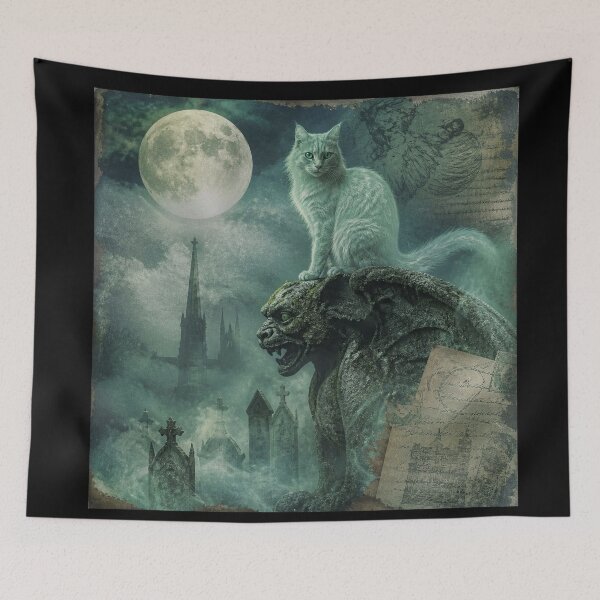Item preview, Spectral Cat in Gothic Cemetery designed and sold by Shelley Loewnau-Jones Studio.