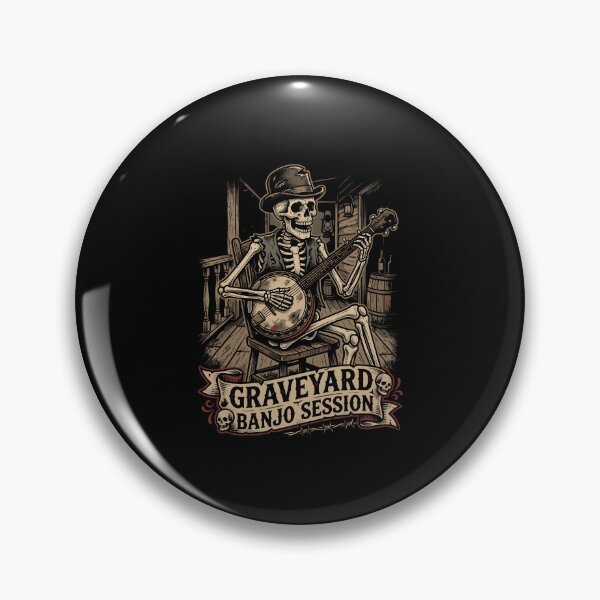 Item preview, Vintage dark Americana illustration of a skeleton picking the banjo designed and sold by Designart68.