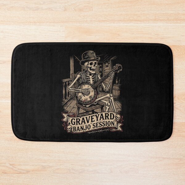 Item preview, Vintage dark Americana illustration of a skeleton picking the banjo designed and sold by Designart68.