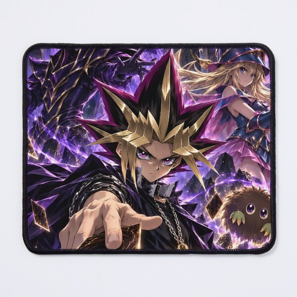 Item preview, Mystical Card Duelist – Spiky Hair Anime Warrior with Dark Magician & Dragon Fantasy designed and sold by Dyan4.
