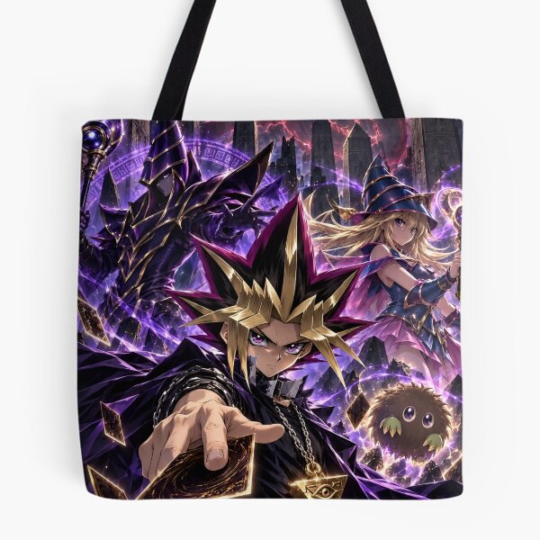 Item preview, Mystical Card Duelist – Spiky Hair Anime Warrior with Dark Magician & Dragon Fantasy designed and sold by Dyan4.