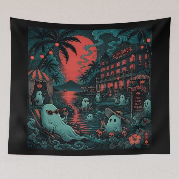 Item preview, Summerween Palace Hotel Nighttime-Rest, Relax, R.I.P, Repeat designed and sold by Shelley Loewnau-Jones Studio.