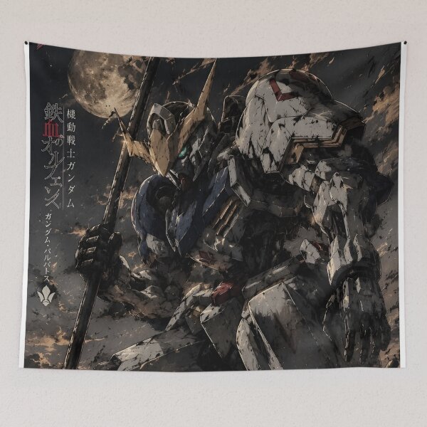 Item preview, Gundam Barbatos – Dark Moonlit Battle Mecha Warrior Anime Art designed and sold by Dyan4.