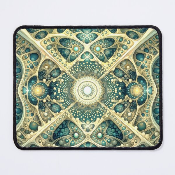 Item preview, Cosmic Teal and Gold Fractal Mandala designed and sold by Frackxion.