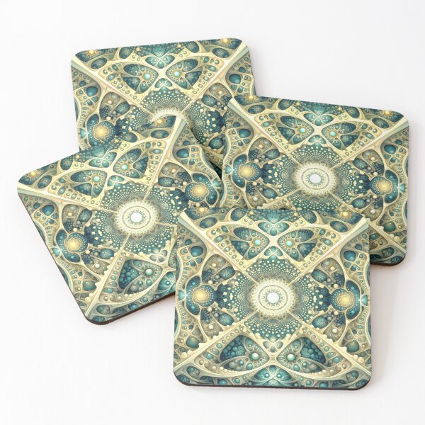 Item preview, Cosmic Teal and Gold Fractal Mandala designed and sold by Frackxion.
