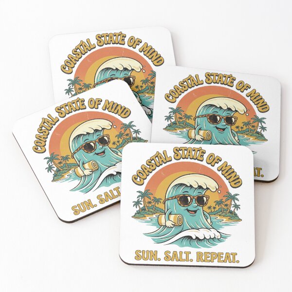 Item preview, Coastal State Of Mind Funny Wave Character Beach Design designed and sold by @SHINTOSARTSTORE.