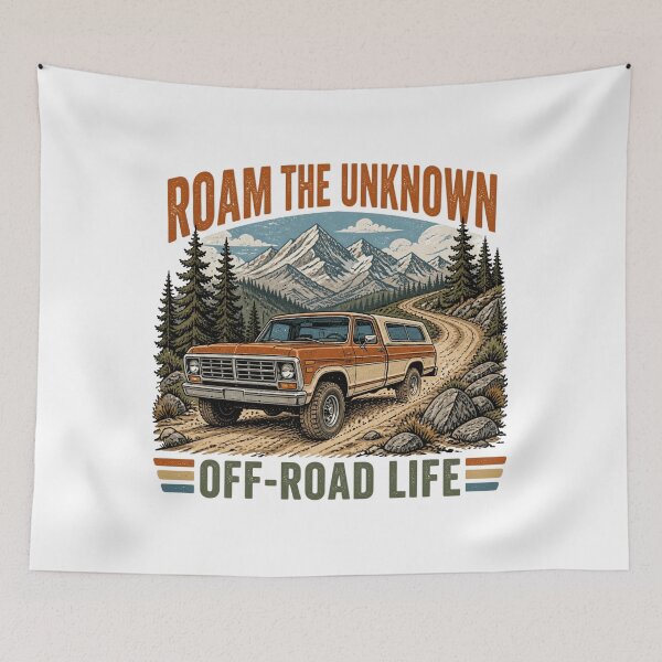 Item preview, Roam The Unknown Off Road Life Vintage 70s Camper Truck designed and sold by Retro Surf & Roam.