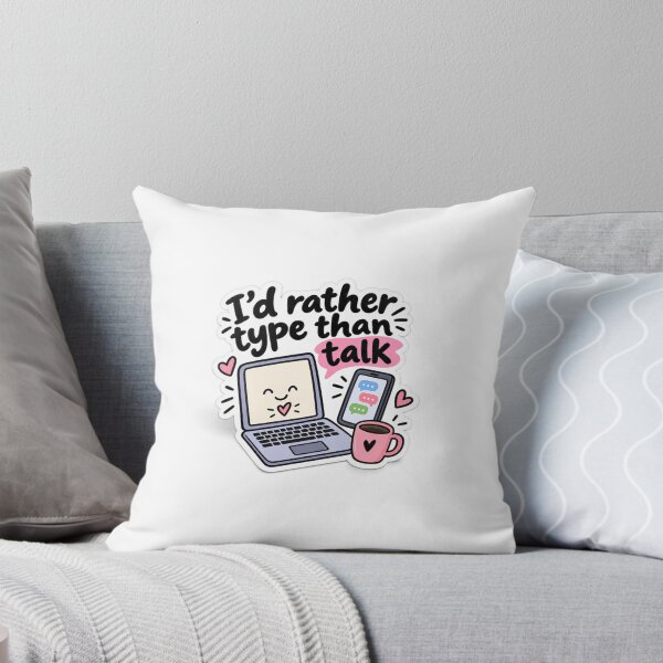 Item preview, I’d Rather Type Than Talk Funny Introvert Laptop Sticker | Typing & Computer Humor designed and sold by Rasheedawan.