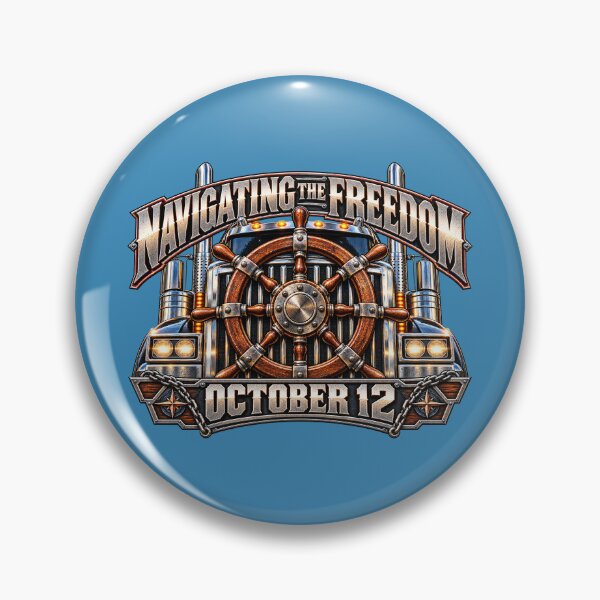 Item preview, Navigating The Freedom | October 12 | Ship Wheel Semi Truck Grill Art designed and sold by NomadForge.