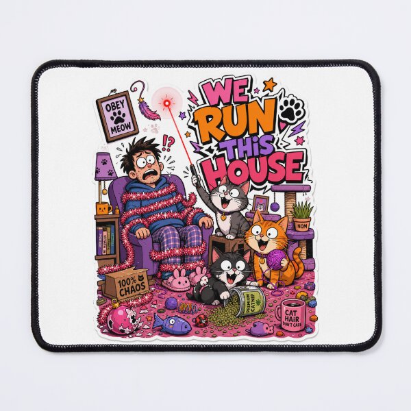 Item preview, We Run This House Chaotic Funny Christmas Cat Takeover Tee designed and sold by Design Vibras.