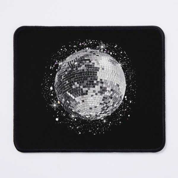 Item preview, Sparkling silver mirror disco ball surrounded by glittering stars  designed and sold by Designart68.