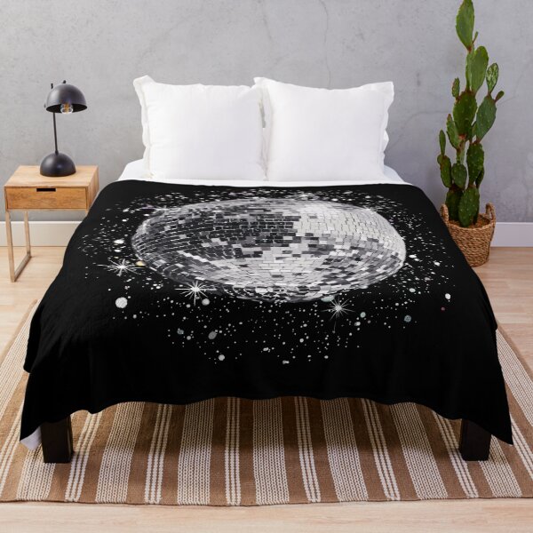 Item preview, Sparkling silver mirror disco ball surrounded by glittering stars designed and sold by Designart68.