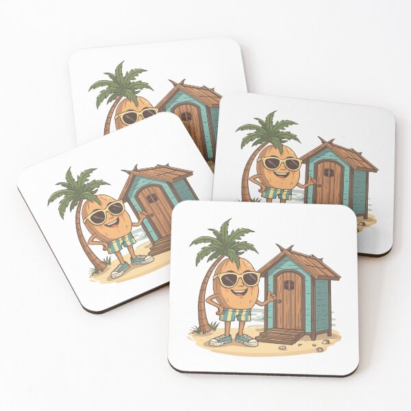 Item preview, Funny Coconut Character Beach Hut Summer Vacation Design designed and sold by @SHINTOSARTSTORE.