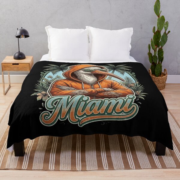 Item preview, Cool streetwear illustration of a stylish ibis wearing an orange hoodie and sunglasses against a retro tropical Miami palm tree frame. designed and sold by Designart68.