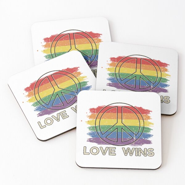 Item preview, Love Wins Rainbow Peace Sign LGBTQ Pride Vintage Retro Design designed and sold by WarFX Designs.