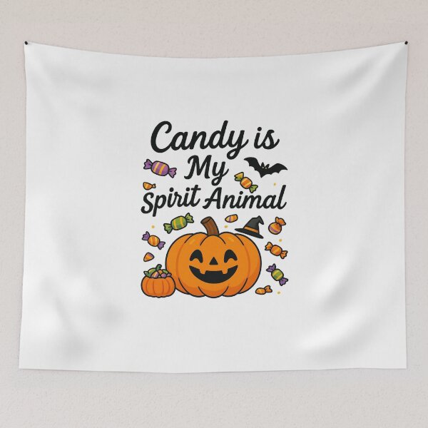 Item preview, Cute Smiling Pumpkin Surrounded by Halloween Candy designed and sold by PrintCreations9.