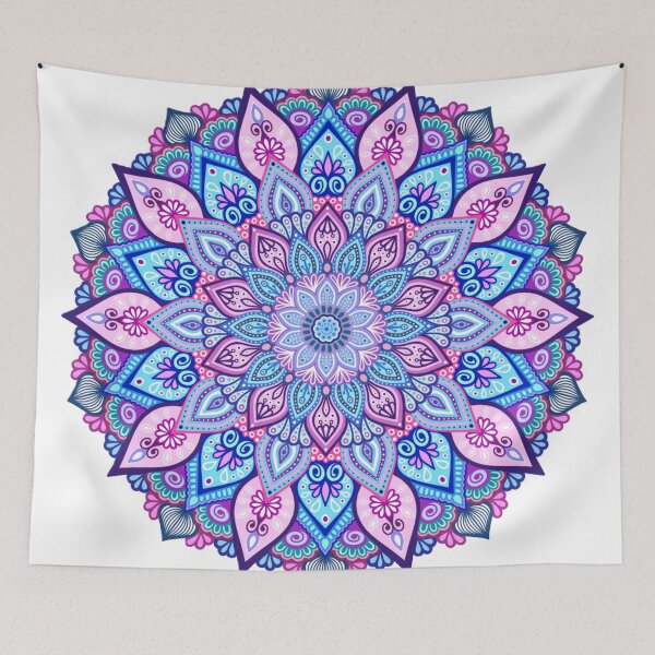 Item preview, Blue & Pink Cherry Blossom Mandala designed and sold by FioreDiCiliegio.