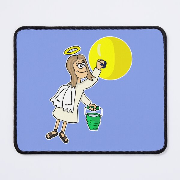 Item preview, Funny Angel Polishing Sun Sticker | Cosmic Housekeeping Meme designed and sold by MyxaART.