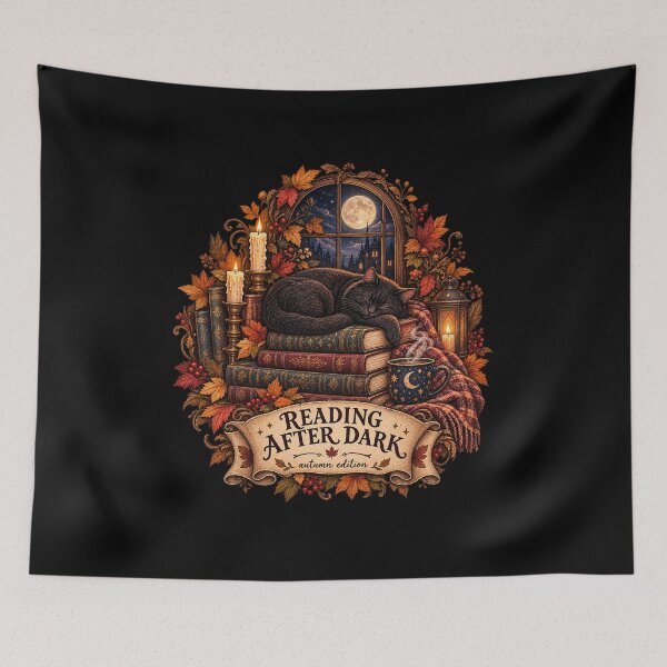 Item preview, Reading After Dark – Cozy Gothic Autumn Bookish Design designed and sold by Scarlett-Goods.