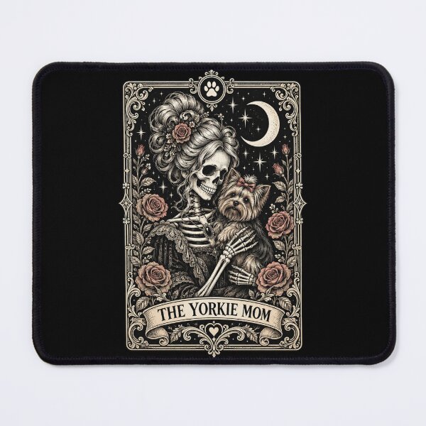 Item preview, Yorkie Mom Gothic Skeleton Floral Moon Art designed and sold by ROUX-ART.