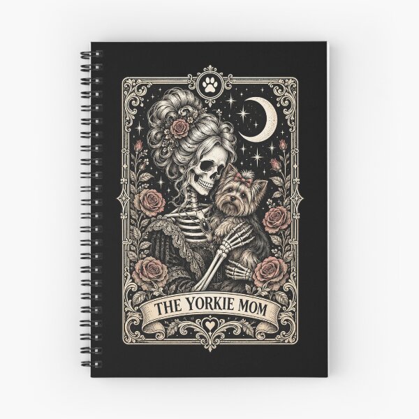 Item preview, Yorkie Mom Gothic Skeleton Floral Moon Art designed and sold by ROUX-ART.
