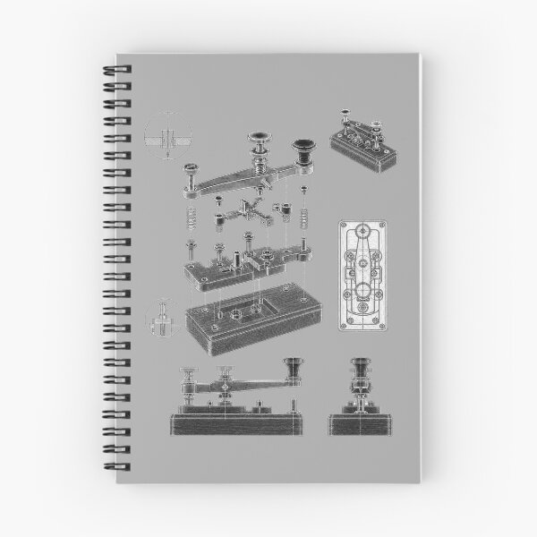 Item preview, Vintage Telegraph Key Anatomy - Morse Code Patent Sketch designed and sold by The Blueprint Archive.