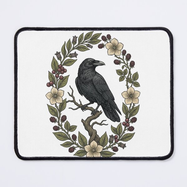 Item preview, Enchanted Raven Botanical Wreath Dark Academia Art designed and sold by marry treasures.