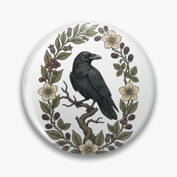 Item preview, Enchanted Raven Botanical Wreath Dark Academia Art designed and sold by marry treasures.