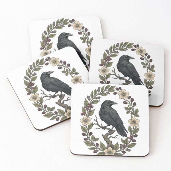 Item preview, Enchanted Raven Botanical Wreath Dark Academia Art designed and sold by marry treasures.