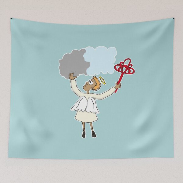Item preview, Funny Angel Cloud Cleaning Sticker | Divine Rug Beater Meme Art designed and sold by MyxaART.