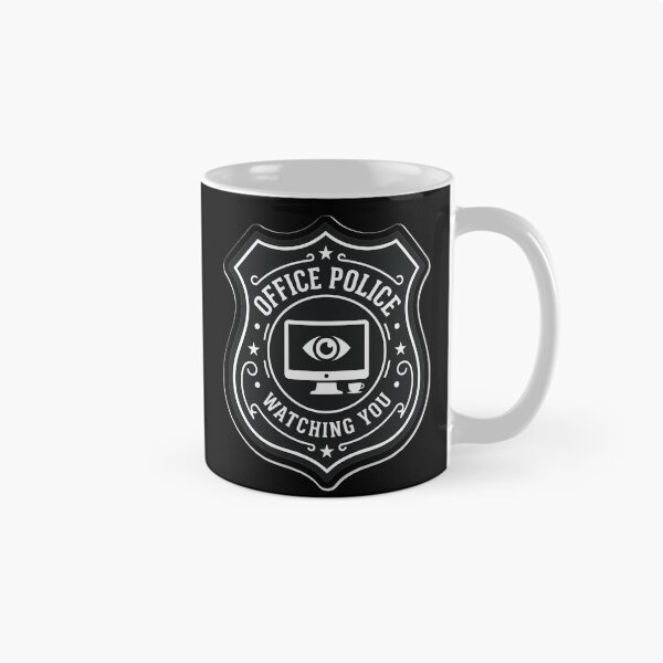 Item preview, Office Police Watching You - Black and White Badge Design designed and sold by mnkyride.
