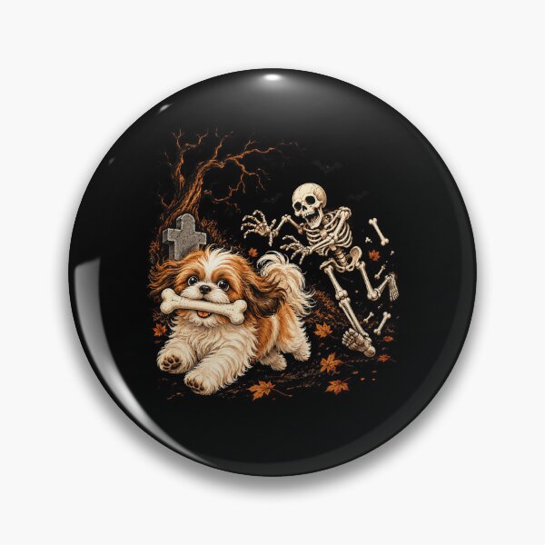Item preview, Halloween Dog Skeleton Pumpkin Bone Chase designed and sold by ROUX-ART.