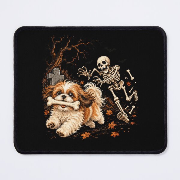Item preview, Halloween Dog Skeleton Pumpkin Bone Chase designed and sold by ROUX-ART.