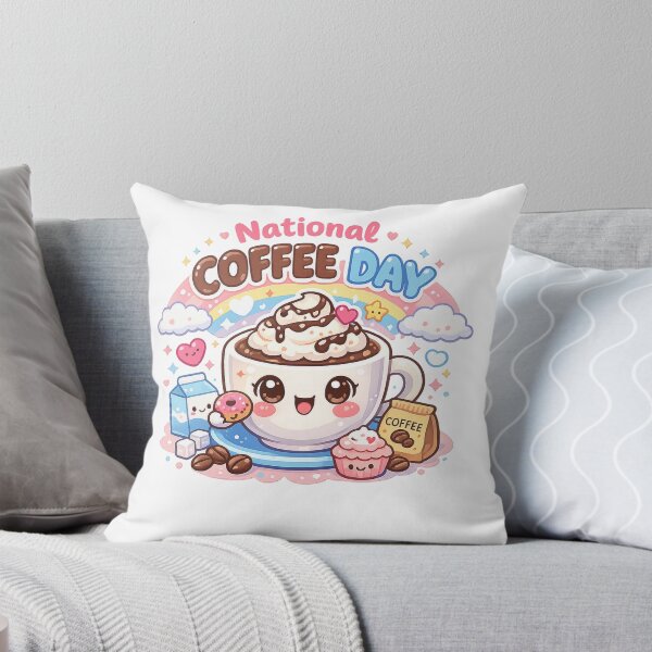 Item preview, National Coffee Day – Cute Kawaii Coffee Cup & Sweet Treats Illustration designed and sold by Sommium .