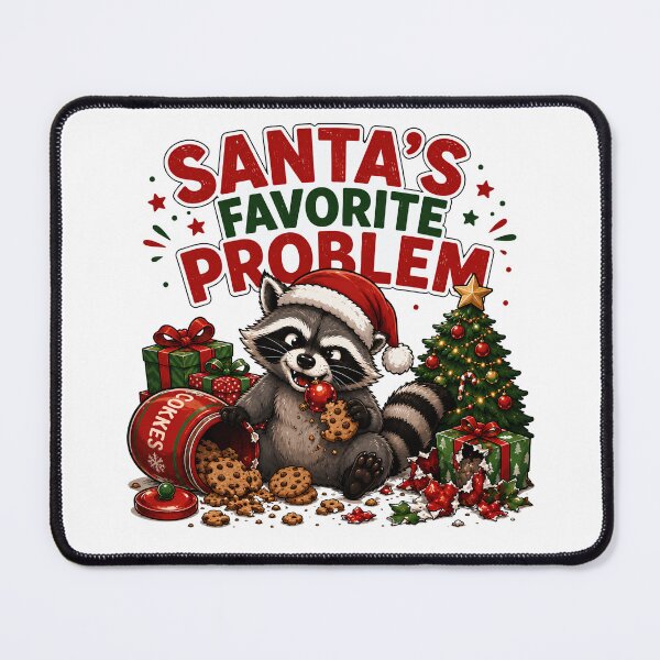 Item preview, Santa’s Favorite Problem – Funny Christmas Raccoon with Cookies designed and sold by SVALANART.