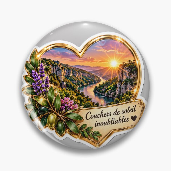 Item preview, Ardèche Sunset Travel Sticker – French Nature Vintage Aesthetic, Golden River & Mountain Design designed and sold by AstraDrip Studio.