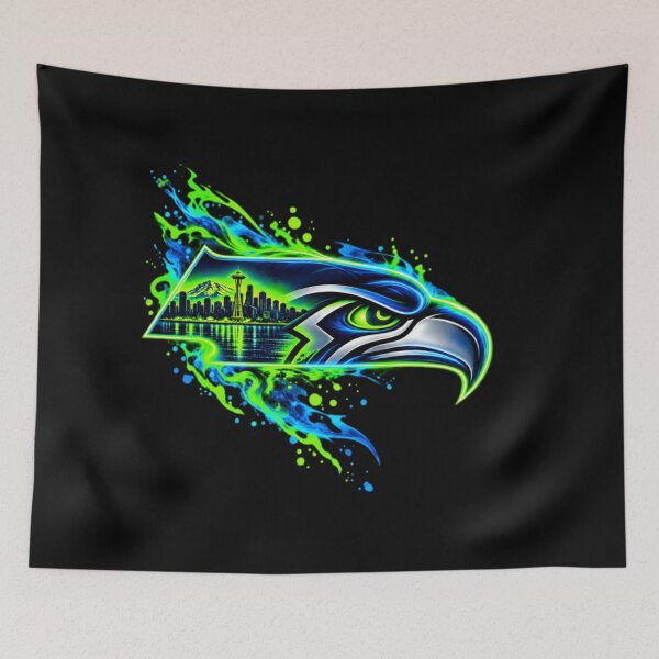 Item preview, Neon Seahawks Head - Seattle Skyline Graphic Sports designed and sold by moonfullStudio.