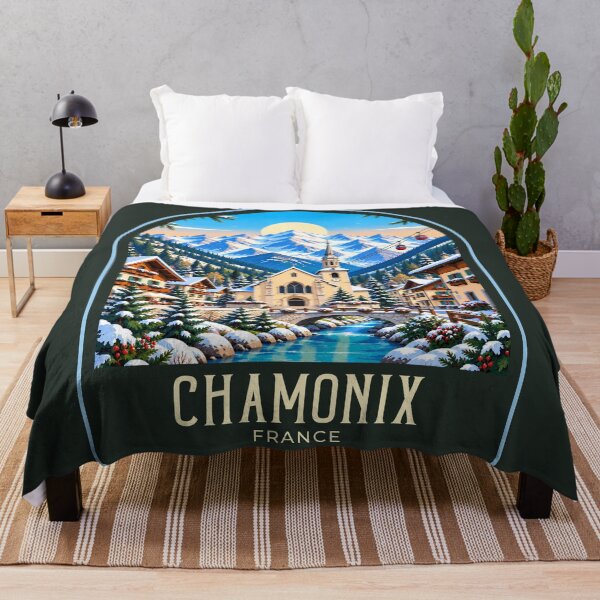 Item preview, Chamonix Vintage Travel Illustration designed and sold by HomeLivingCo.