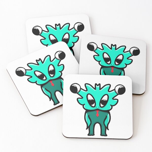 Item preview, Cute Teal Alien Monster with Tie – Kawaii Sticker Art designed and sold by davidmalec.