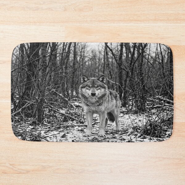 Item preview, Monochrome wolf in sparse dry winter forest designed and sold by Solomon-Ent-144.