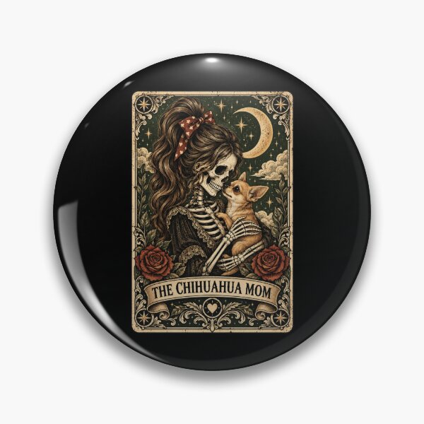 Item preview, Chihuahua Mom Gothic Skeleton Moon Floral Poster designed and sold by ROUX-ART.