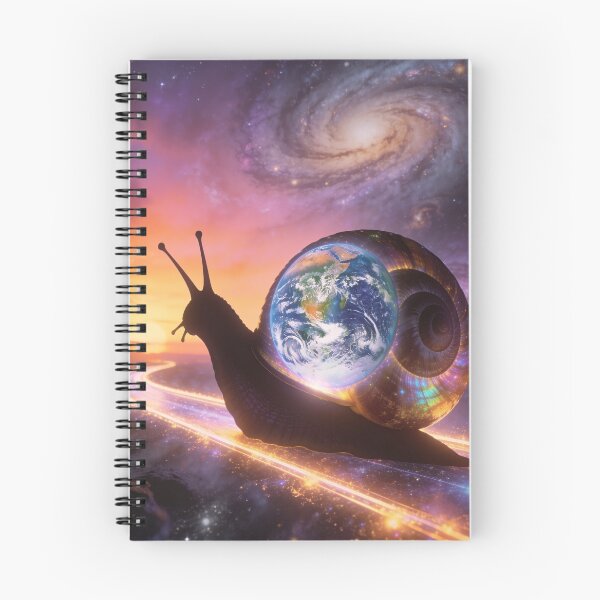 Item preview, Cosmic Snail Carrying Planet Earth Through Galaxy designed and sold by OksArtStudio.