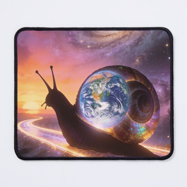 Item preview, Cosmic Snail Carrying Planet Earth Through Galaxy designed and sold by OksArtStudio.