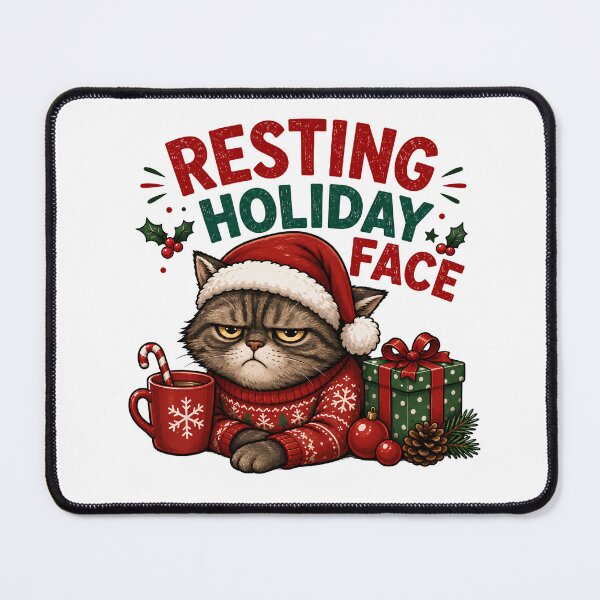 Item preview, Resting Holiday Face – Funny Grumpy Christmas Cat designed and sold by SVALANART.