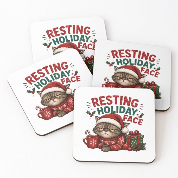 Item preview, Resting Holiday Face – Funny Grumpy Christmas Cat designed and sold by SVALANART.